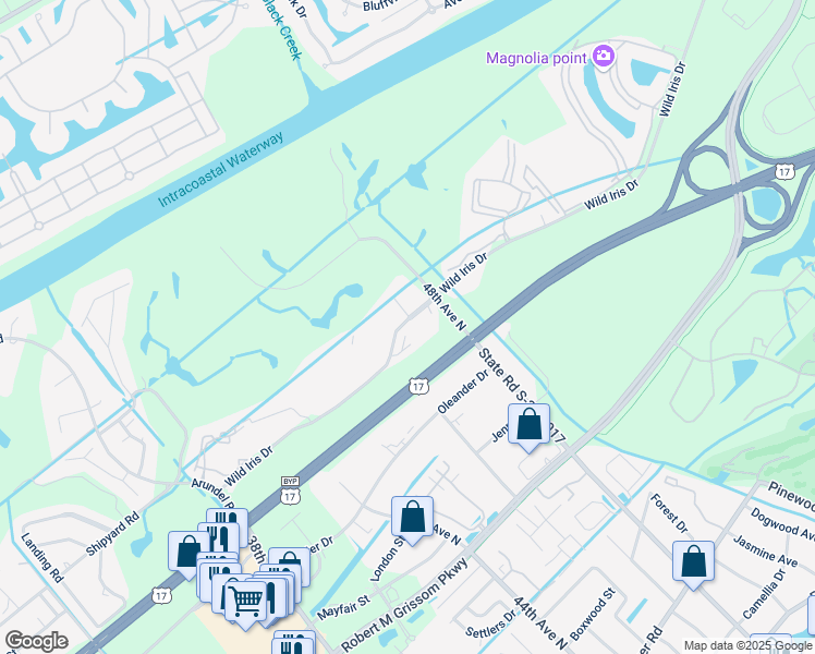 map of restaurants, bars, coffee shops, grocery stores, and more near 4721 Seclusion Lane in Myrtle Beach