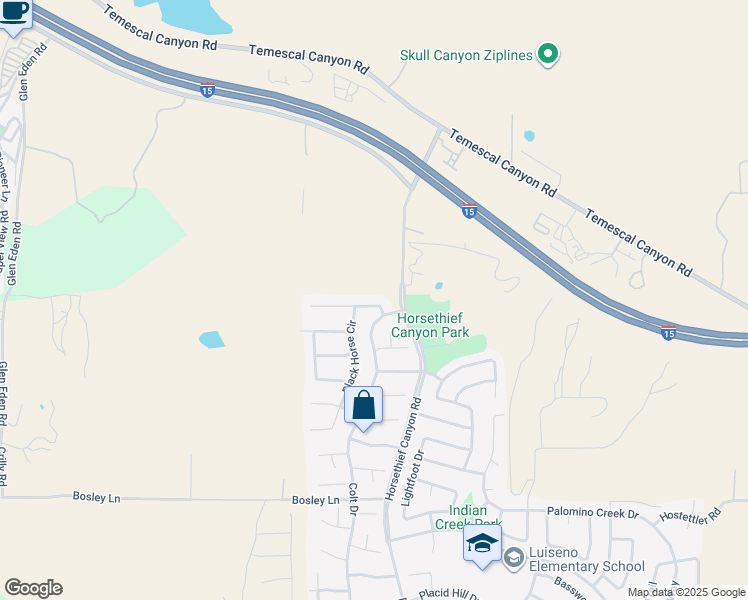 map of restaurants, bars, coffee shops, grocery stores, and more near 13208 Broken Bit Circle in Corona