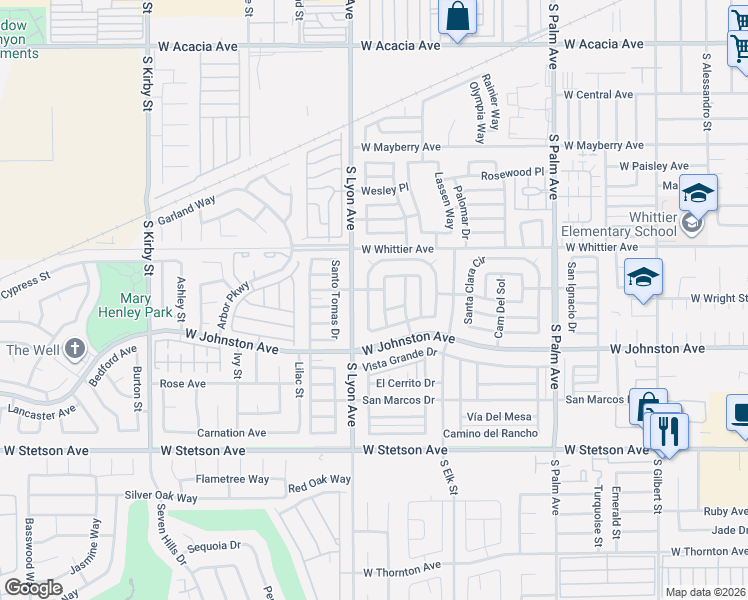 map of restaurants, bars, coffee shops, grocery stores, and more near 500 Santa Lucia Drive in Hemet