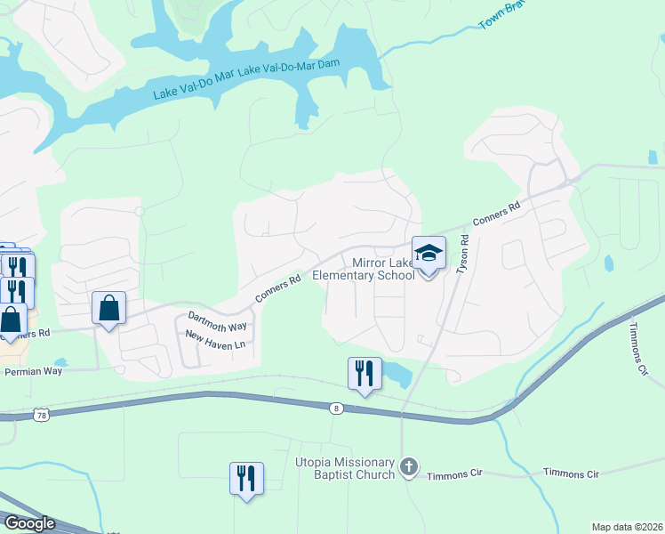 map of restaurants, bars, coffee shops, grocery stores, and more near 100 Woods Walk in Villa Rica