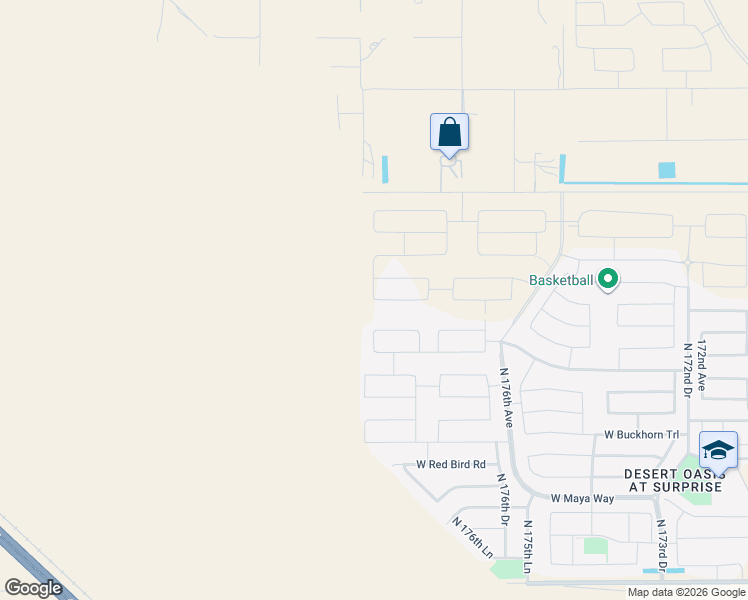 map of restaurants, bars, coffee shops, grocery stores, and more near 27630 North 178th Avenue in Surprise