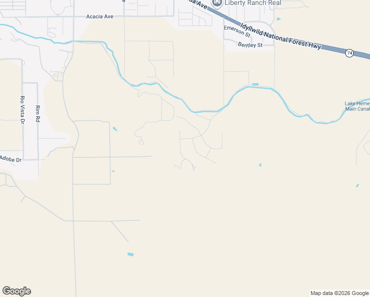 map of restaurants, bars, coffee shops, grocery stores, and more near 26654 Chad Court in Hemet