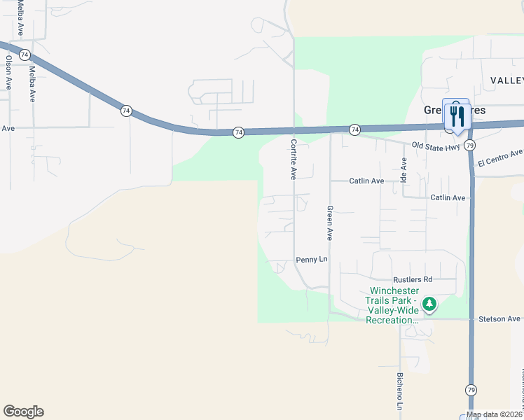 map of restaurants, bars, coffee shops, grocery stores, and more near 26613 Cortrite Avenue in Hemet