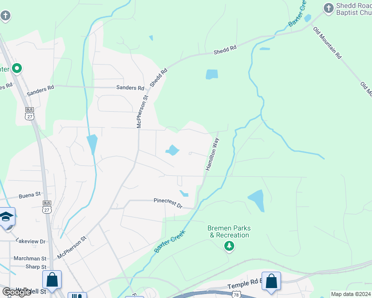 map of restaurants, bars, coffee shops, grocery stores, and more near 108 Hamilton Lane in Bremen