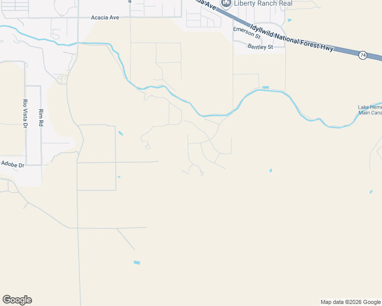 map of restaurants, bars, coffee shops, grocery stores, and more near 26654 Chad Court in Hemet
