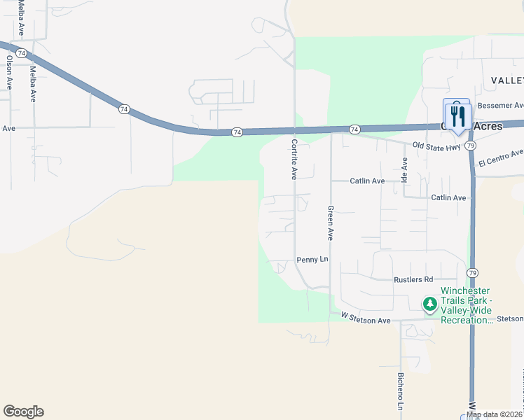 map of restaurants, bars, coffee shops, grocery stores, and more near 26613 Cortrite Avenue in Hemet