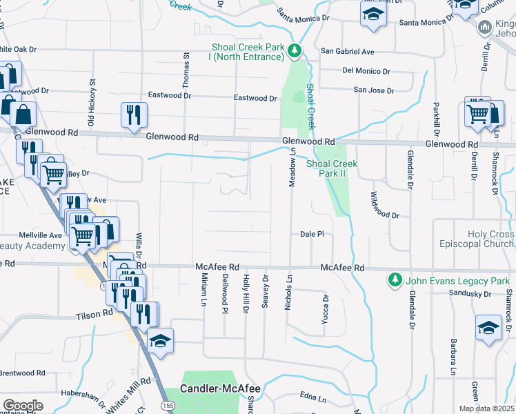 map of restaurants, bars, coffee shops, grocery stores, and more near 2854 Mitchell Drive in Decatur