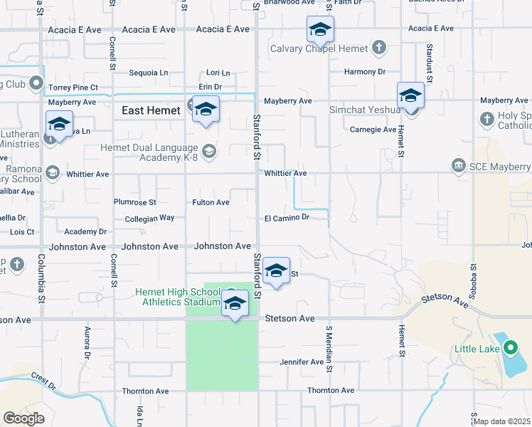 map of restaurants, bars, coffee shops, grocery stores, and more near in East Hemet