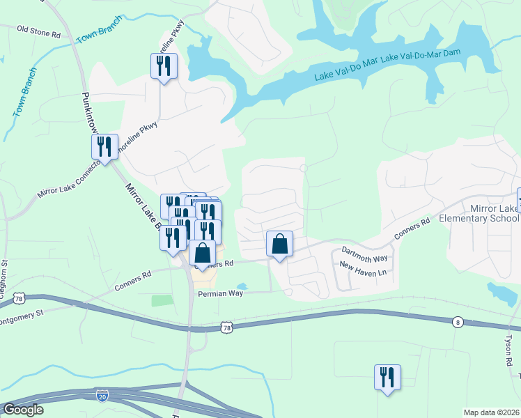 map of restaurants, bars, coffee shops, grocery stores, and more near 2643 Neighborhood Walk in Villa Rica