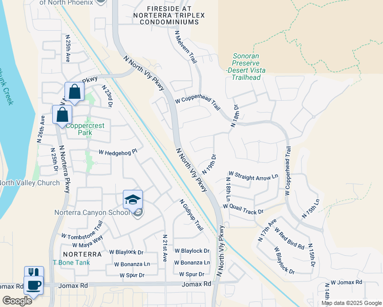 map of restaurants, bars, coffee shops, grocery stores, and more near 27606 North 20th Avenue in Phoenix