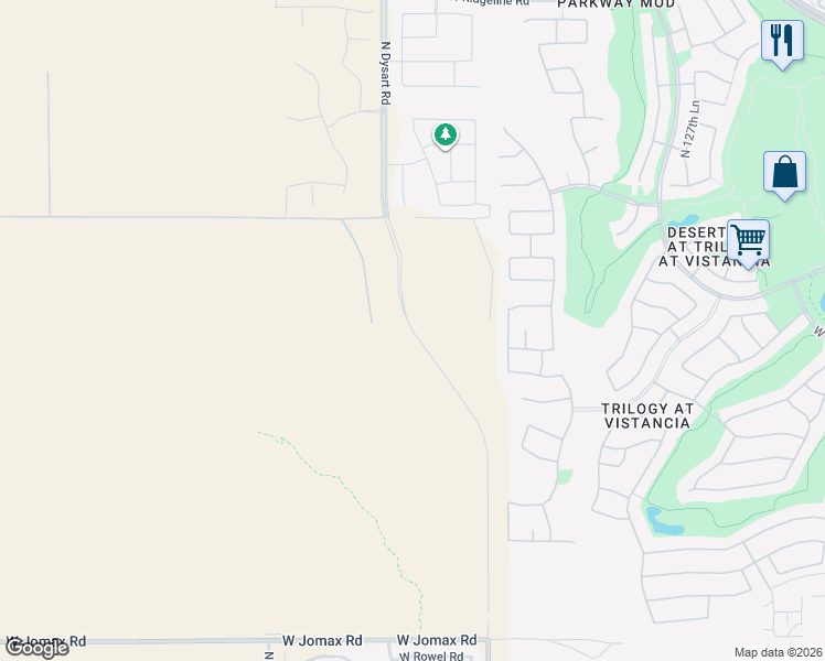 map of restaurants, bars, coffee shops, grocery stores, and more near North Dysart Road in Peoria