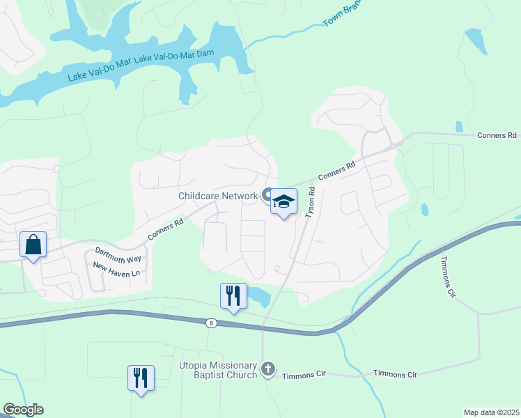 map of restaurants, bars, coffee shops, grocery stores, and more near 9112 Somersport Drive in Villa Rica