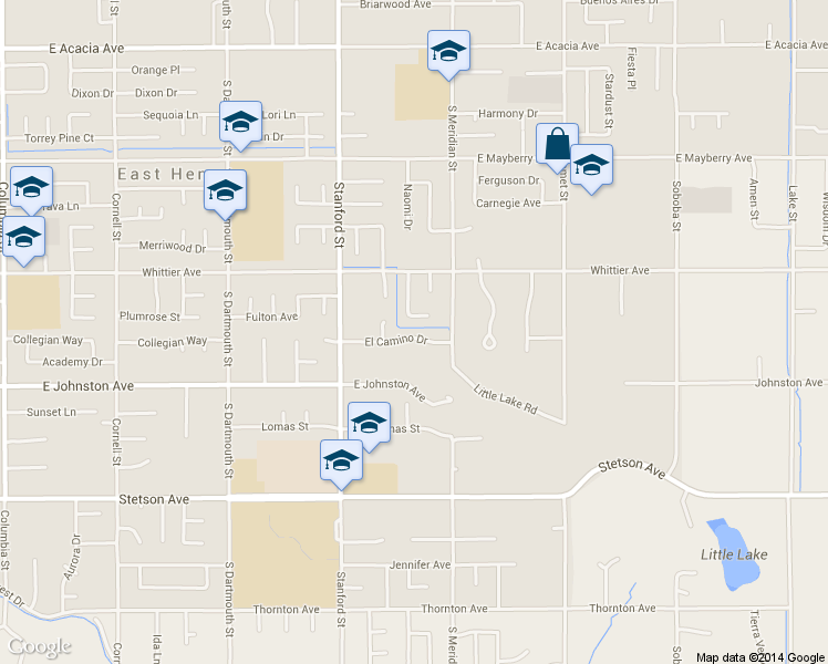 map of restaurants, bars, coffee shops, grocery stores, and more near 41910 El Camino Drive in Hemet