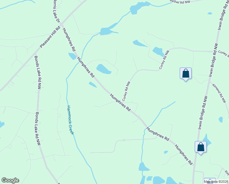 map of restaurants, bars, coffee shops, grocery stores, and more near 1345 Humphries Road Northwest in Conyers