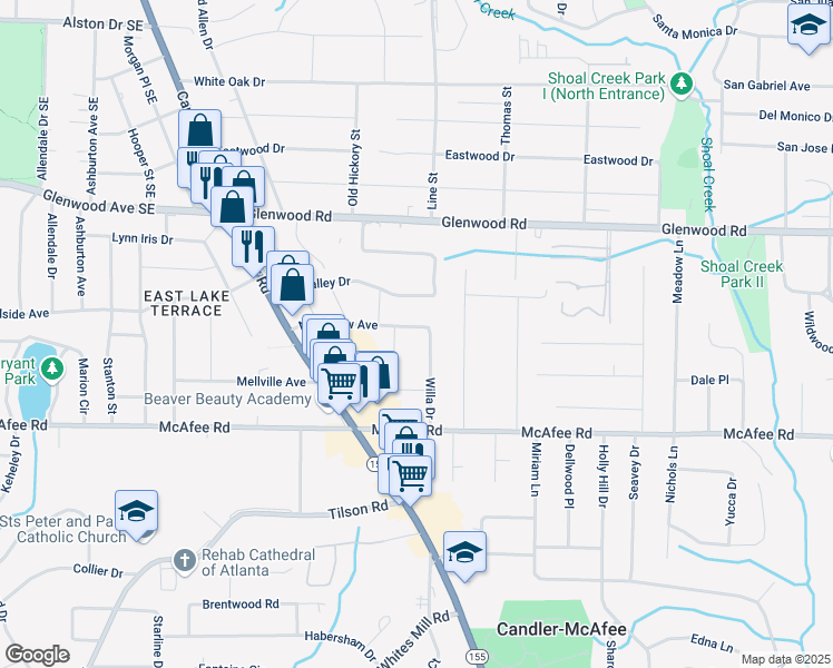 map of restaurants, bars, coffee shops, grocery stores, and more near 2665 Northview Avenue in Decatur