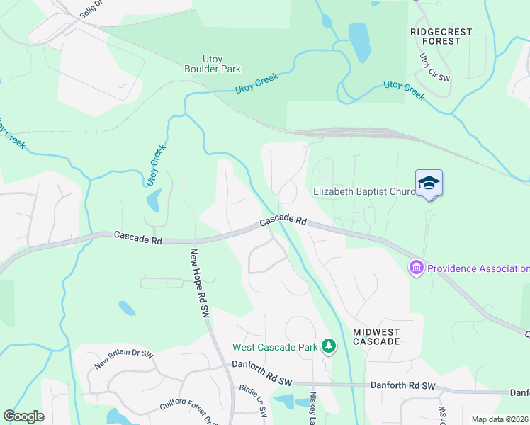map of restaurants, bars, coffee shops, grocery stores, and more near 720 Timbergrove Drive Southwest in Atlanta