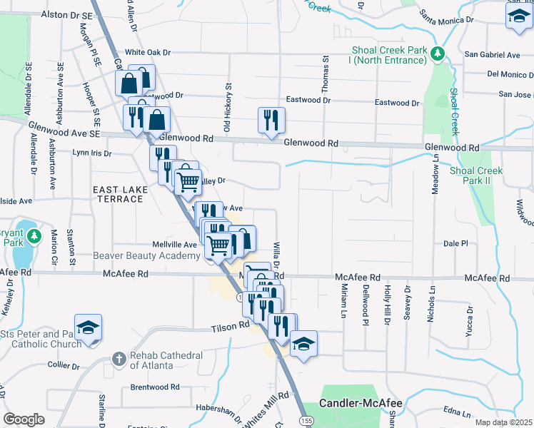 map of restaurants, bars, coffee shops, grocery stores, and more near 2665 Northview Ave in Decatur