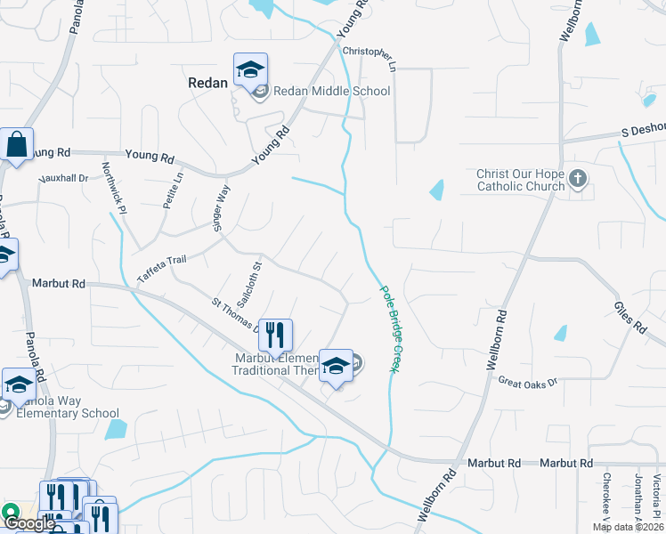 map of restaurants, bars, coffee shops, grocery stores, and more near 1882 Corduroy Court in Lithonia