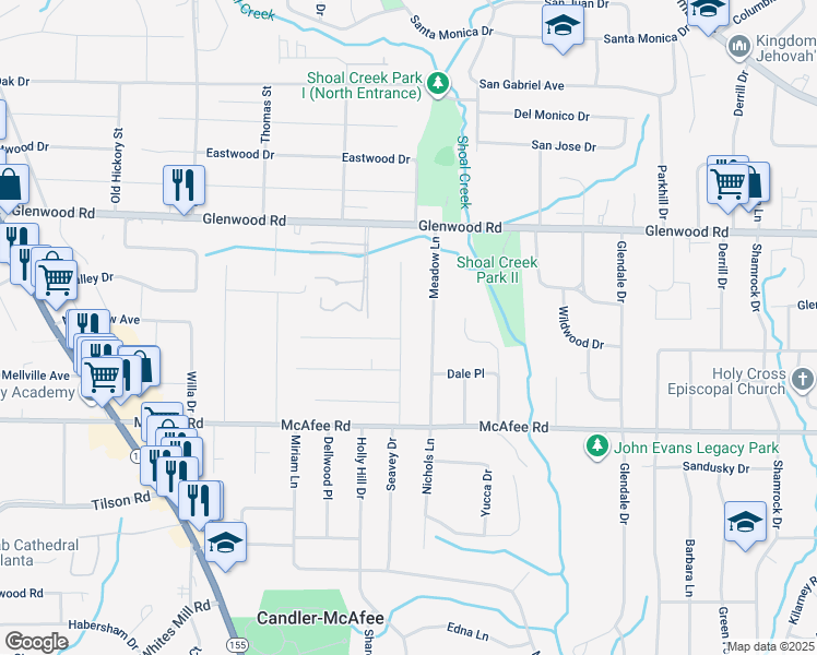 map of restaurants, bars, coffee shops, grocery stores, and more near 1914 Long Drive in Decatur