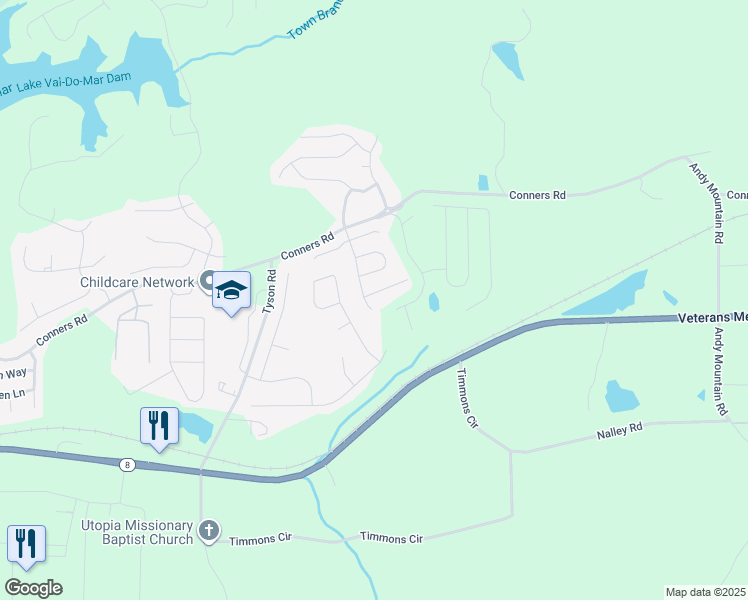 map of restaurants, bars, coffee shops, grocery stores, and more near 5003 Serenity Point Lane in Villa Rica