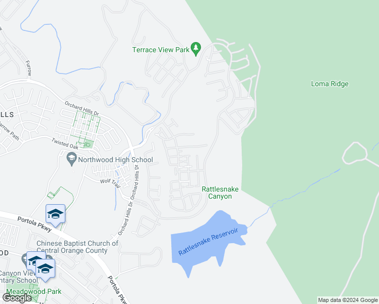 map of restaurants, bars, coffee shops, grocery stores, and more near 126 Donati in Irvine