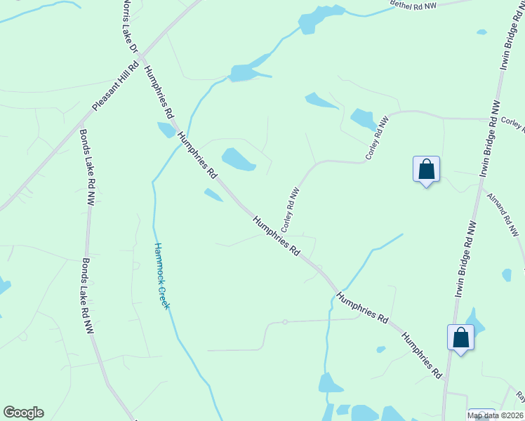 map of restaurants, bars, coffee shops, grocery stores, and more near 1345 Humphries Road Northwest in Conyers
