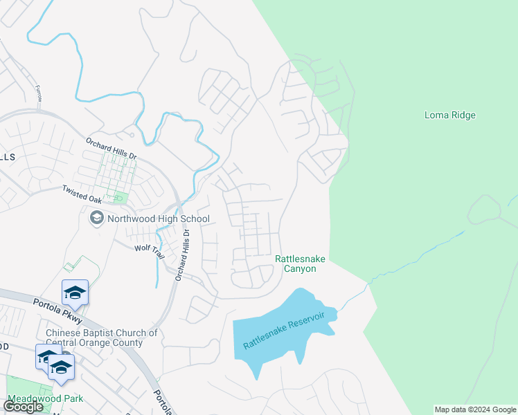 map of restaurants, bars, coffee shops, grocery stores, and more near 126 Donati in Irvine