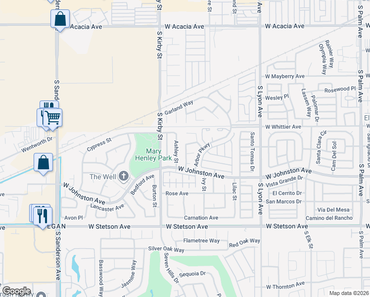 map of restaurants, bars, coffee shops, grocery stores, and more near 791 Sweetpea Street in Hemet