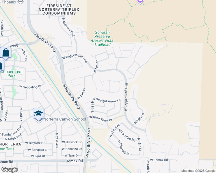 map of restaurants, bars, coffee shops, grocery stores, and more near 27524 North 17th Lane in Phoenix