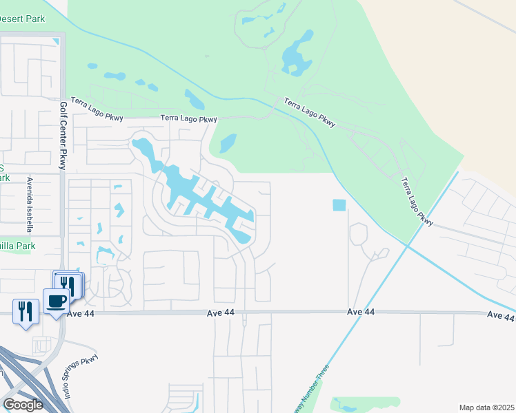 map of restaurants, bars, coffee shops, grocery stores, and more near 84708 Lago Brezza Drive in Indio