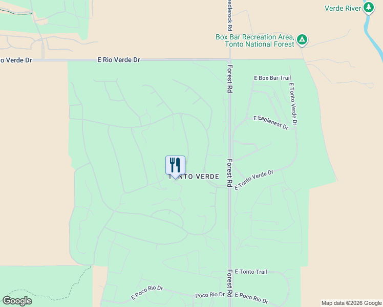 map of restaurants, bars, coffee shops, grocery stores, and more near 27405 North Montana Drive in Rio Verde