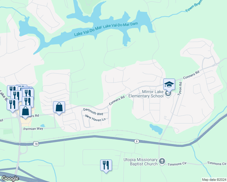 map of restaurants, bars, coffee shops, grocery stores, and more near 2011 Barrington Lane in Villa Rica