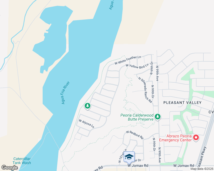 map of restaurants, bars, coffee shops, grocery stores, and more near 10251 West Gambit Trail in Peoria