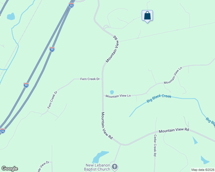 map of restaurants, bars, coffee shops, grocery stores, and more near 1733 Mountain View Road in Springville