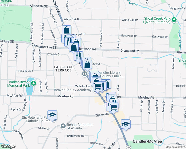 map of restaurants, bars, coffee shops, grocery stores, and more near 2569 Northview Avenue in Decatur