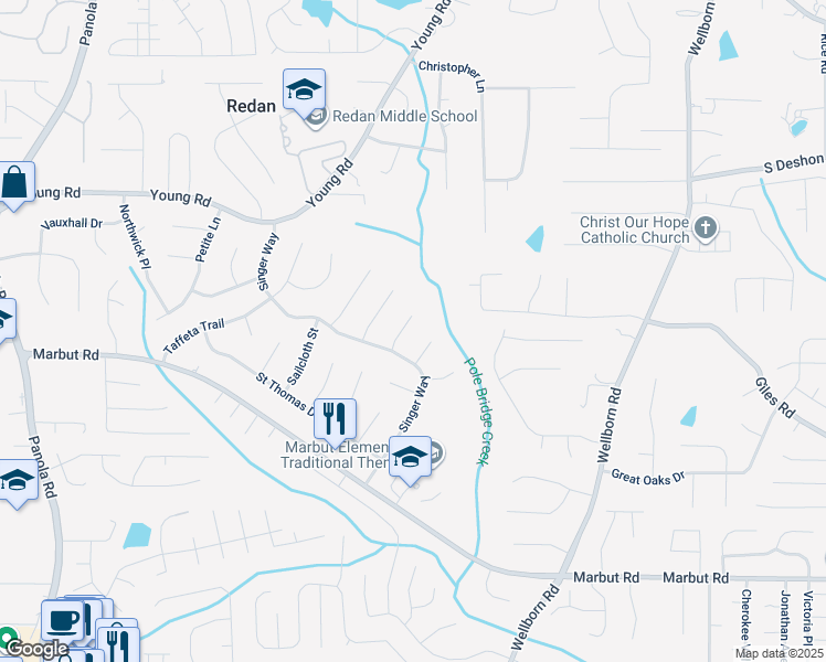 map of restaurants, bars, coffee shops, grocery stores, and more near 1876 Corduroy Court in Lithonia