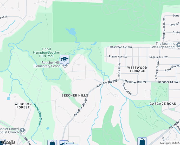 map of restaurants, bars, coffee shops, grocery stores, and more near 2138 Bollingbrook Drive Southwest in Atlanta