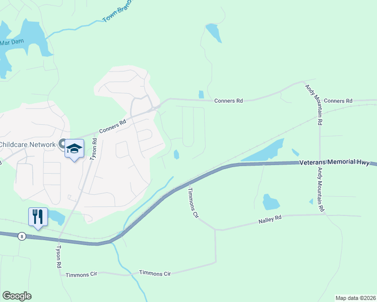map of restaurants, bars, coffee shops, grocery stores, and more near 5025 Serenity Point Lane in Villa Rica