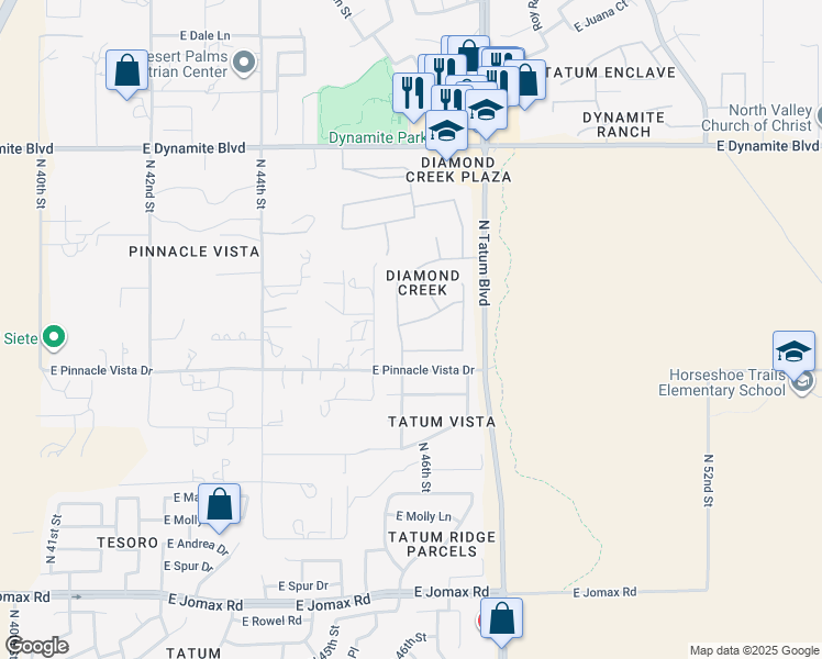 map of restaurants, bars, coffee shops, grocery stores, and more near 4533 East Hedgehog Place in Cave Creek
