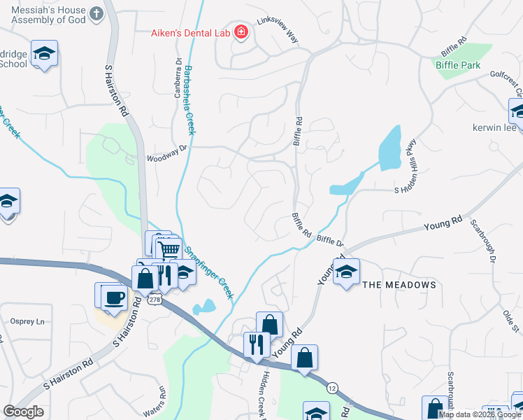 map of restaurants, bars, coffee shops, grocery stores, and more near 4968 Penscot Way in Stone Mountain