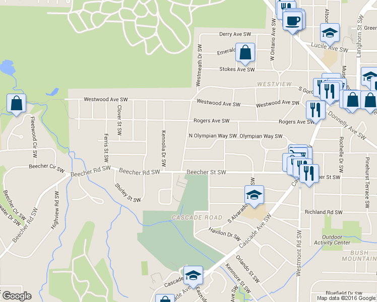 map of restaurants, bars, coffee shops, grocery stores, and more near 1886 South Gordon Street Southwest in Atlanta