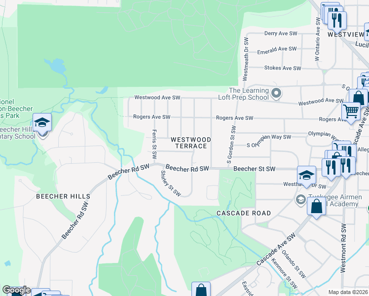 map of restaurants, bars, coffee shops, grocery stores, and more near 1949 Handley Avenue Southwest in Atlanta