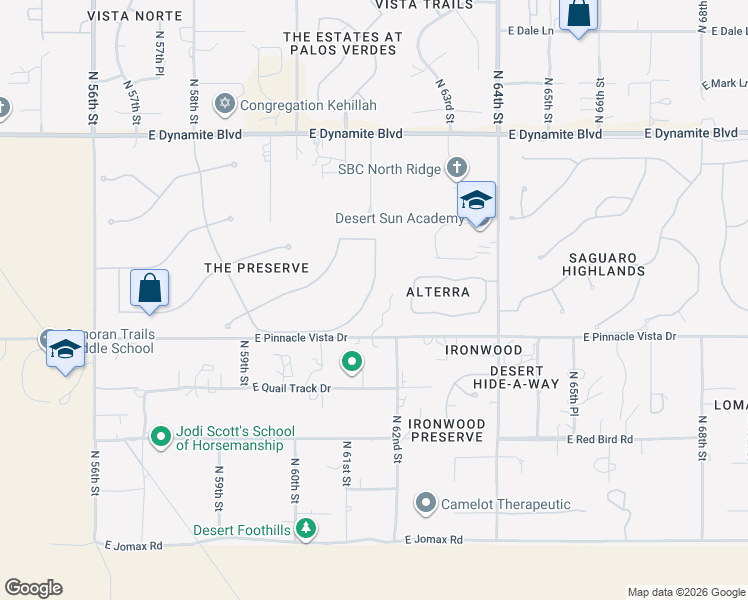 map of restaurants, bars, coffee shops, grocery stores, and more near 27589 North 61st Place in Scottsdale
