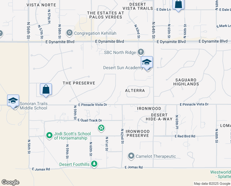 map of restaurants, bars, coffee shops, grocery stores, and more near 27589 North 61st Place in Scottsdale