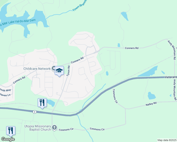 map of restaurants, bars, coffee shops, grocery stores, and more near 3026 Summer Breeze Drive in Villa Rica
