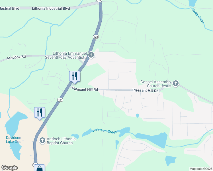 map of restaurants, bars, coffee shops, grocery stores, and more near 1849 Enid Drive in Lithonia