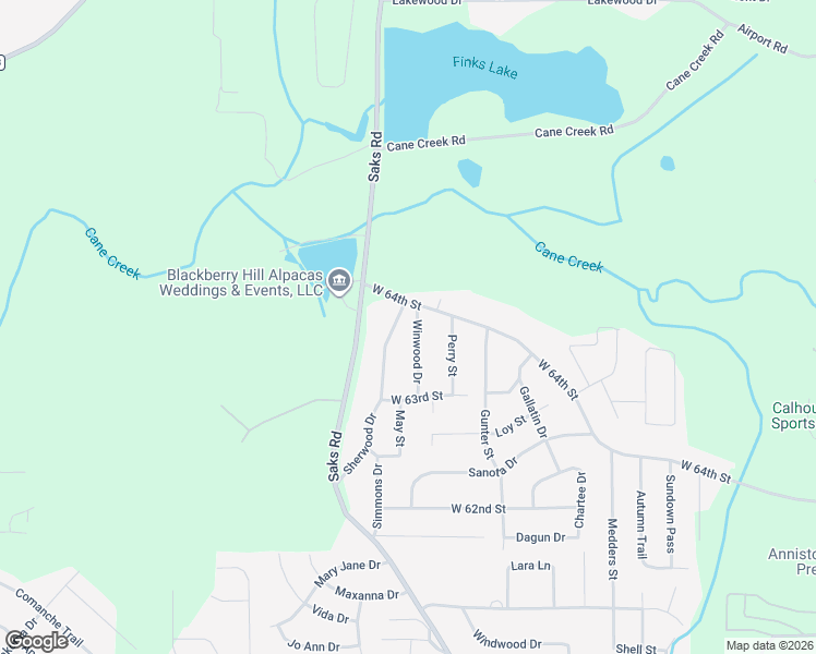 map of restaurants, bars, coffee shops, grocery stores, and more near 6321 Sherwood Drive in Anniston