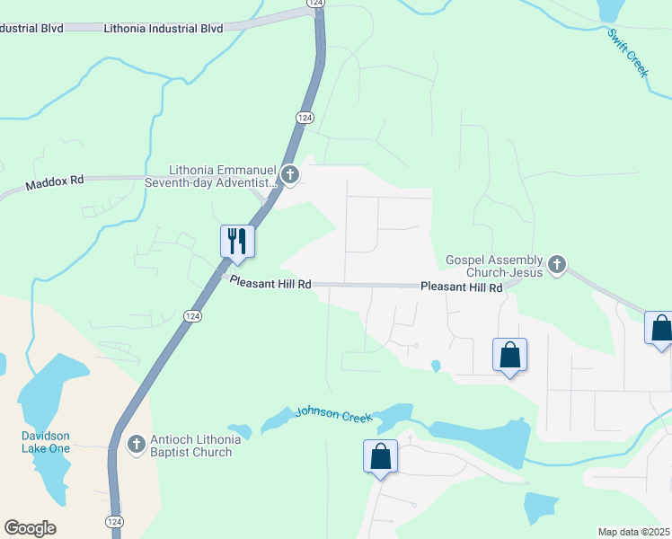 map of restaurants, bars, coffee shops, grocery stores, and more near 1849 Enid Drive in Lithonia