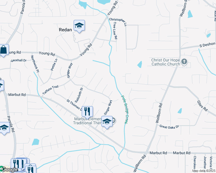 map of restaurants, bars, coffee shops, grocery stores, and more near 1882 Corduroy Court in Lithonia