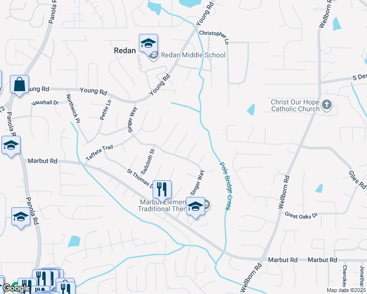 map of restaurants, bars, coffee shops, grocery stores, and more near 1856 Herringbone Hollow in Lithonia